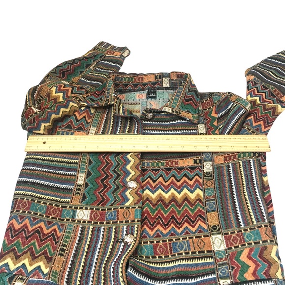 Geometric Patchwork Jacket | Boho Vintage-Style Tapestry Coat - Picture 6 of 12